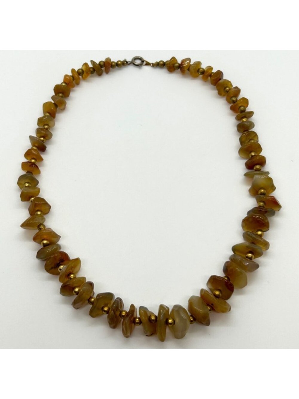 Vintage Amber Nugget Necklace Graduated Honey Chips Gemstone Boho Statement - Picture 1 of 16